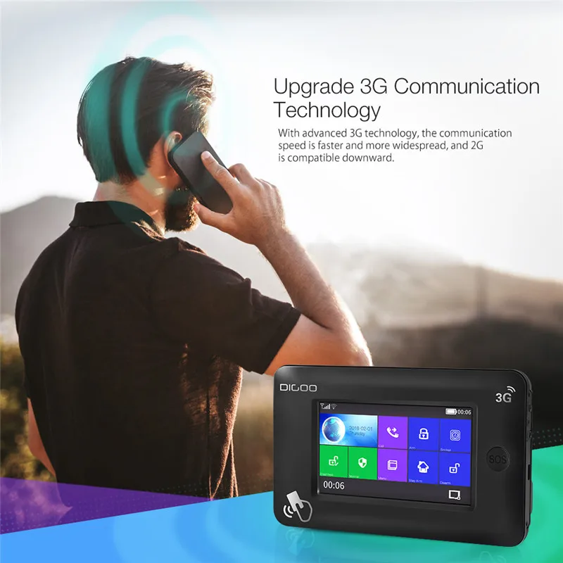 DIGOO DG-HAMA versión 3G sistema de alarma de seguridad inteligente para el hogar Kits de Control de aplicación de Sensor PIR de puerta de ventana funciona con Amazon alexa