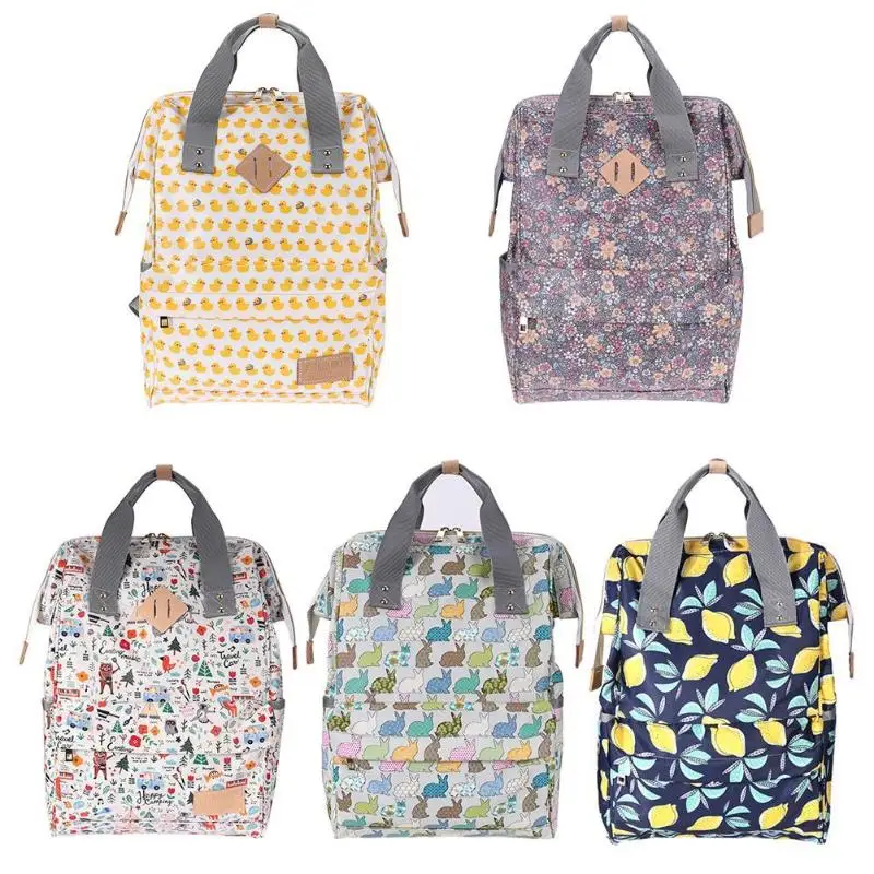 Cute Print Mummy Bags Multifunctional Doodle Print Handbag Travel Waterproof Large Capacity Mummy Baby Diaper Bag Baby Care Prop