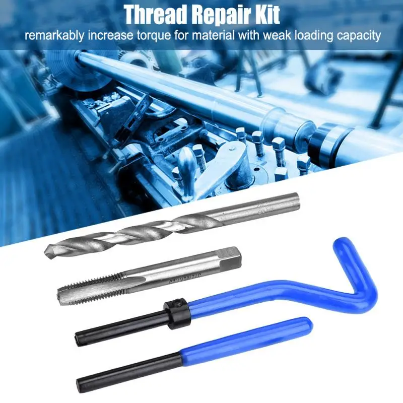 M8 Thread Repair Kit Screw Threaded Inserts Repair Tool Set Drill Tap