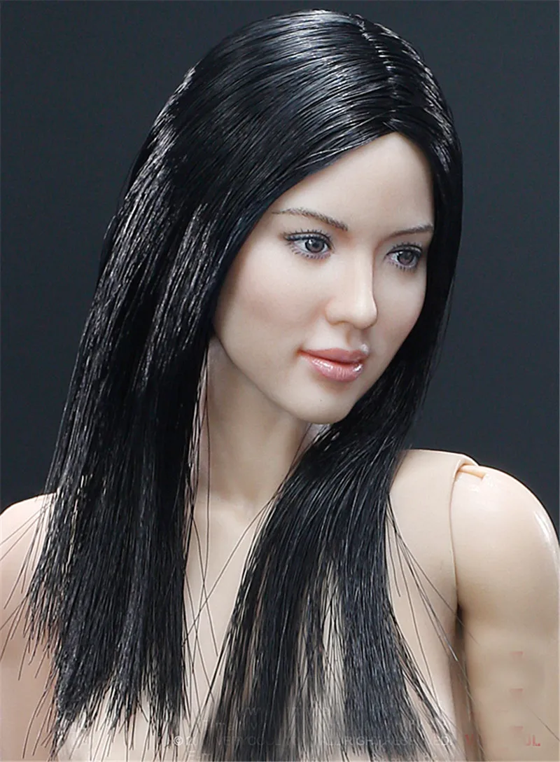

Mnotht 1/6 Asian Head Sculpt+VC 3.0 Female Body Sets W Soft Breast FX04B/FX04A Straight Hair &Wavy Hair Solider Head Carving l30