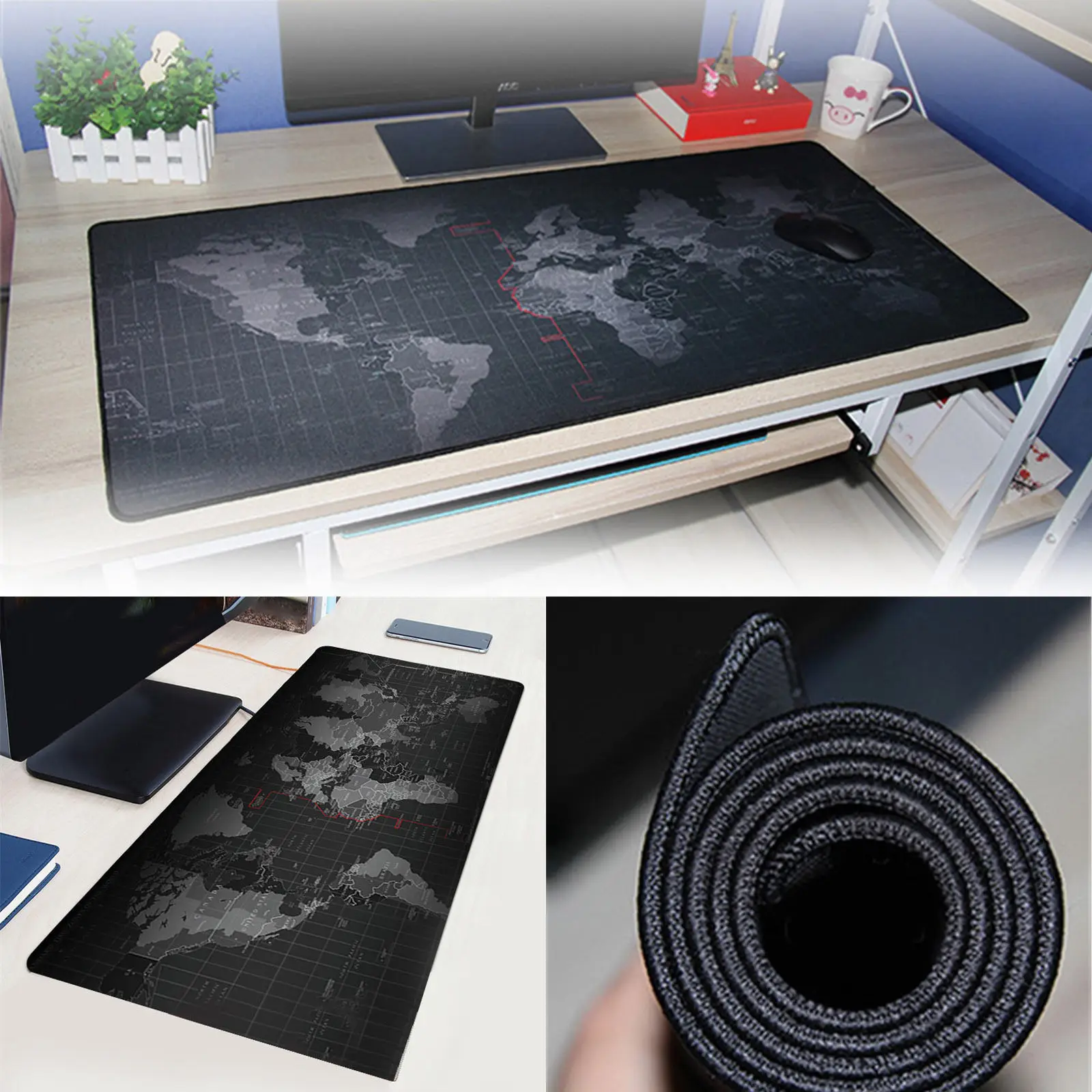 

Large Size 900*400* 3mm World Map 3D Printing rubber speed game mouse pad lasting computers and laptops Mat Gaming Table Cloth