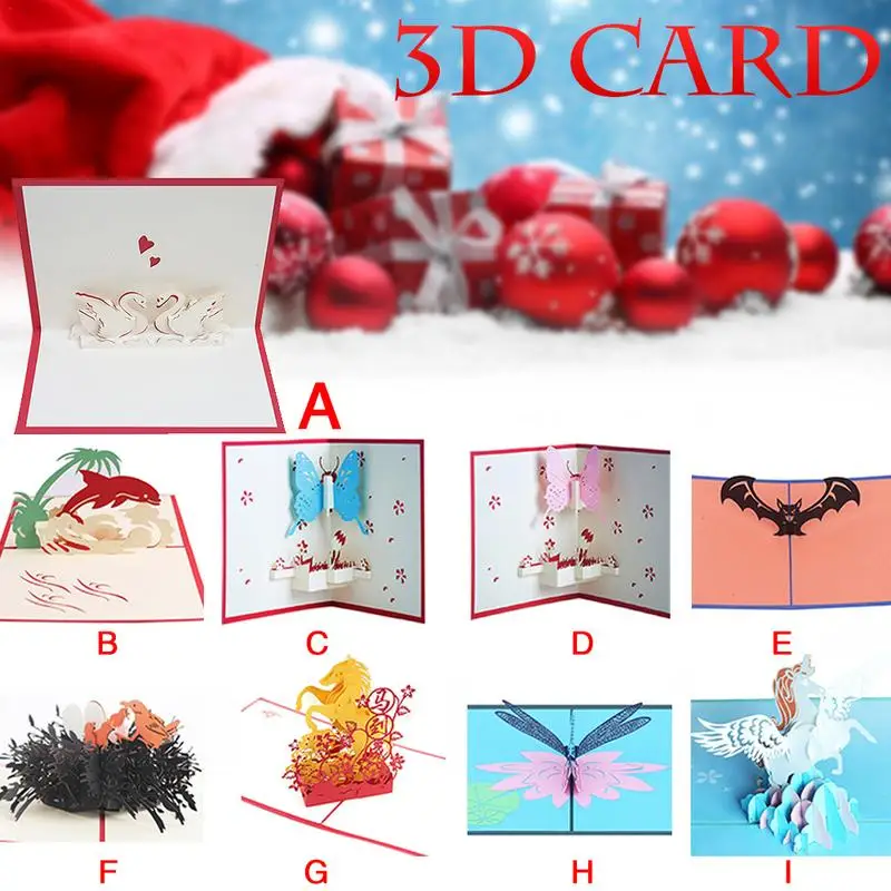 

1Pc 3D Pop Up Greeting Card Handmade Invitation Greeting Card Postcards Birthday Christmas Valentine' Day Party Wedding Gifts
