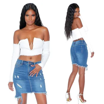 

2019 Summer New Pattern Irregular Holes Casual Half-body Skirt Women
