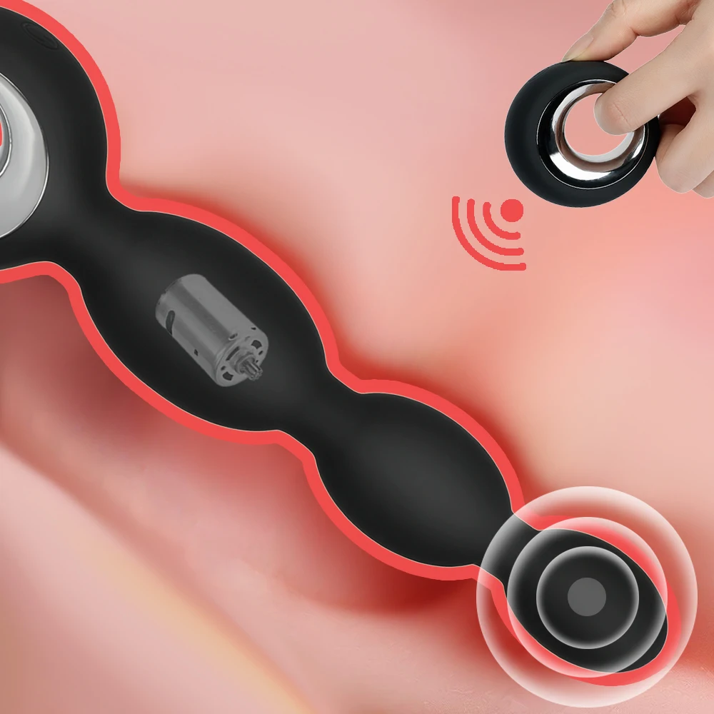 pull beads anal plug vibration Anal Plug for Women and Men Long Butt Erotic Massager 12-frequency wireless remote control | Красота и
