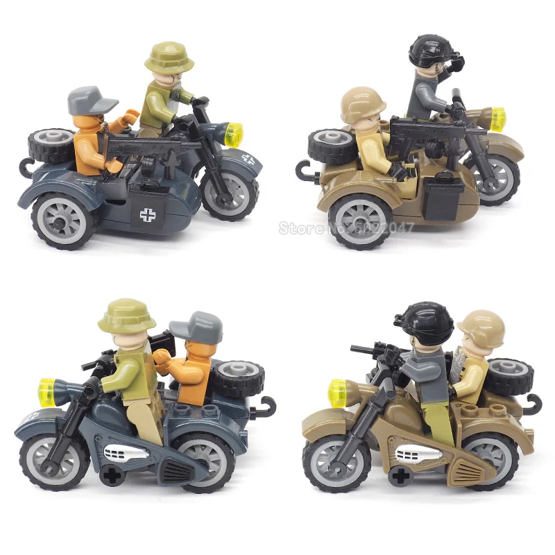 

Military World War 2 Building Blocks Figures Weapons Patrol Boy Motorcycle Germany Countries Moc Battlefield Toy With Legoinglys