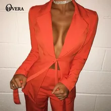 Ohvera лук женский костюм женские костюмы офисные наборы Повседневный блейзер и брюки формальный комплект из двух частей Terno Feminino
