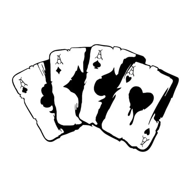 

Poker Pattern Series Car Motorcycle Bumper Stickers PET Reflective Car Stickers Not Easy To Fall Off Black White Car Accessories