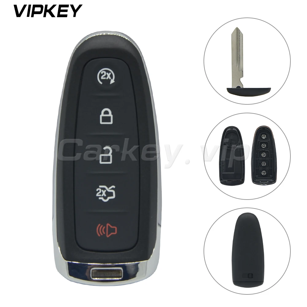 Remotekey 5 Buttons Lock Unlock Trunk Start Panic Remote Key Fob Case Shell For Ford Edge Explorer Escape Flex MKS MKT 2011-2014 remotekey 5pcs ce0523 3 buttons va2 blade for citroen c2 c3 c4 c5 c6 c8 folding remote car key case cover shell fob