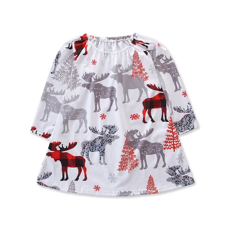 

Trendy Kids Baby Girls clothes round neck animal print Toddler newborn cute Long Sleeve Christmas cotton Dresses one pieces