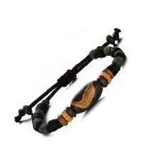 Брендовый черный жгутовый браслет в стиле ретро мужские браслеты модный мужской браслет с цепочкой