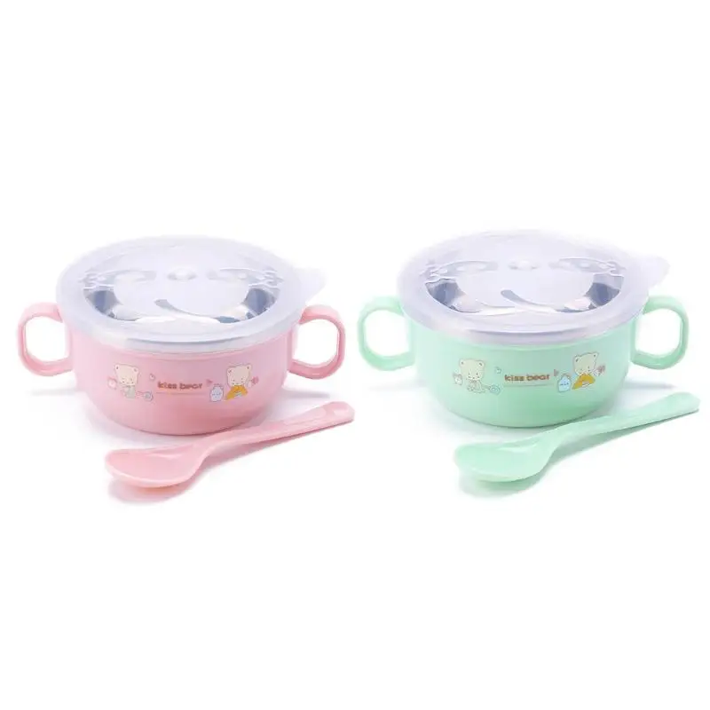 Children Cartoon Stainless Steel Bowl Spoon Baby Food Feeding Tableware Set Baby Care Food Box Baby Accessories