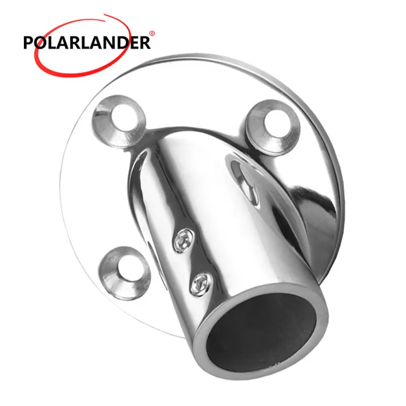 

1 Pc Stainless Steel Pipe Round Base Railing Round Bottom Socket 1" /25mm Hardware for Boat Marine Yacht 45 Degree