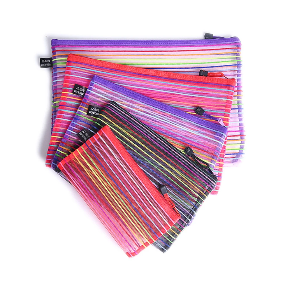 

3Pcs Colorful File Pockets A4 A5 B6 Nylon Mesh Zipper File Storage Bags Documents Organizer Pouch