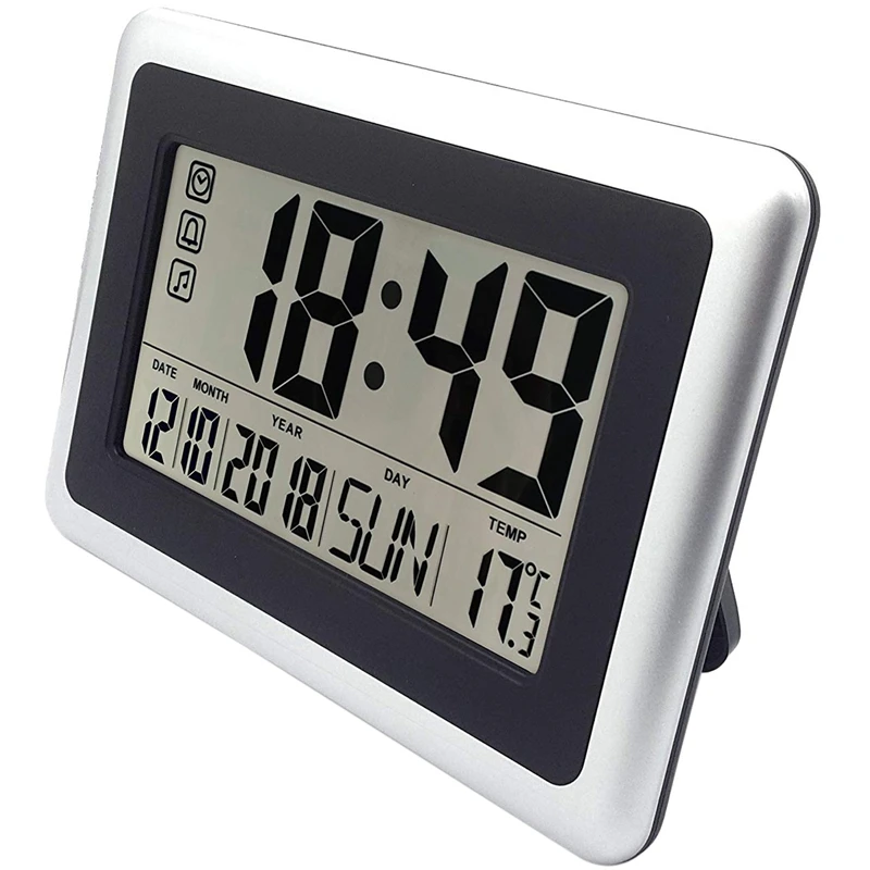 Large Display Digital Wall Clock Silent Desk Shelf Clocks Battery Operated Easy To Read Nightstand Alarm With No Night L | Дом и сад