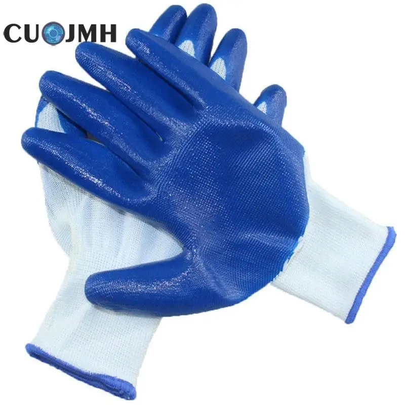 1 пара синих перчаток для защиты рук удобные нейлоновые рабочие садовые рабочие защитные перчатки кожаные рабочие перчатки