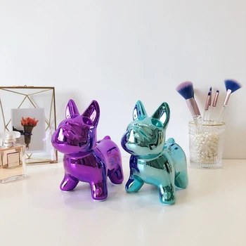 

Decorative Gold Ceramic French Bulldog Figurines For Wedding Centerpieces Living Room Office Table Vanity Nordic Money Coin Box