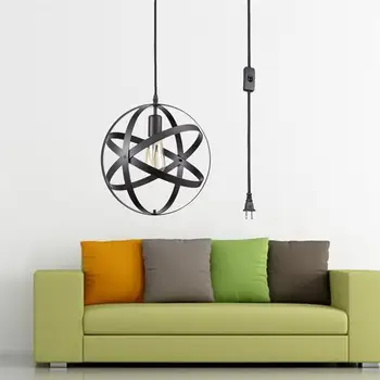 

Globe Shape Vintage Wrought Iron Pendant Light 110V-220V Personality Restaurant Studio Cafe Hanging Pendant Lamp