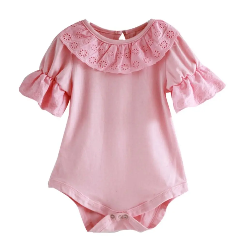 

Newborn Toddler Baby Girls Lace Bodysuit Solid Jumpsuit Outfit Clothes Infant Lace Sleeve Princess