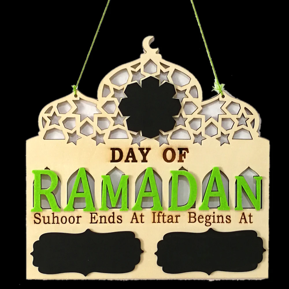 

Eid Ramadan Decor Hanging Wooden Counting Down Wall Board Muslim Suhoor Iftar Message Chalk Board Eid Ramadan Decorations