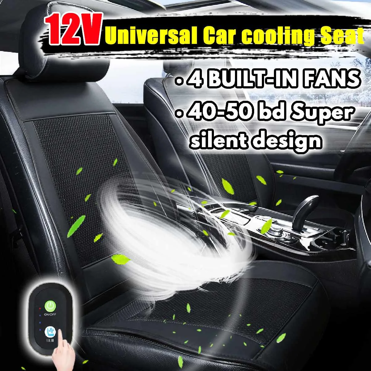

12V Cooling Car Seat Cushion Cover Air Ventilated Fan Conditioned Cooler Pad 4 Built-in Fan 3 Speeds Seat Cushion Covers
