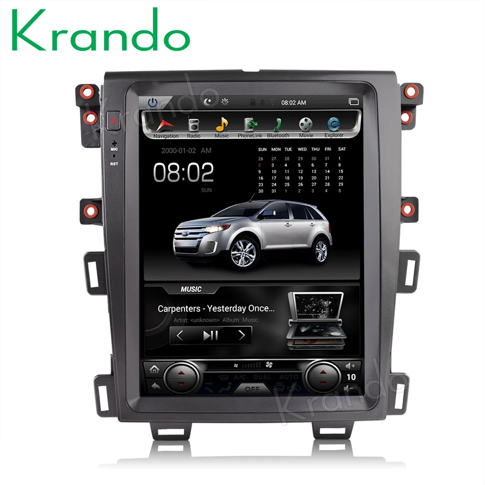 

Krando car radio gps android 6.0 12.1" for FORD EDGE 2009-2014 Tesla Vertical screen navigation multimedia system WIFI A/C BT