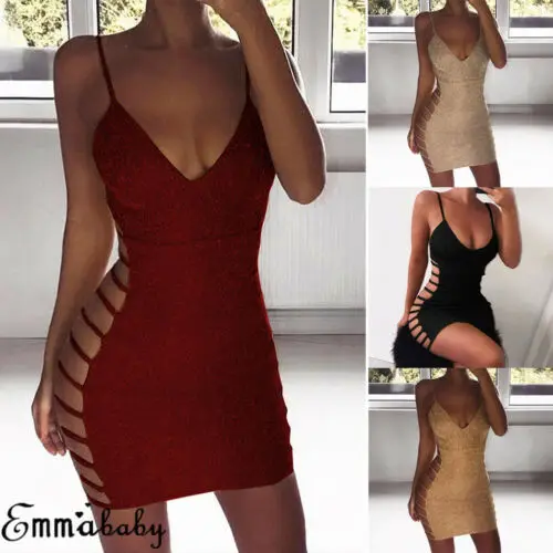 

Women Sleeveless Bandage Bodycon Party Cocktail Club Short Mini Dress US