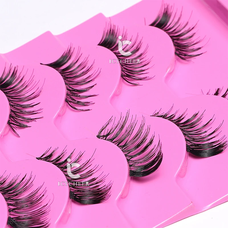 

ICYCHEER Pro Makeup 5 Pairs Natural Set Eyelashes Black Half Eyelash Extensions Cosmetic