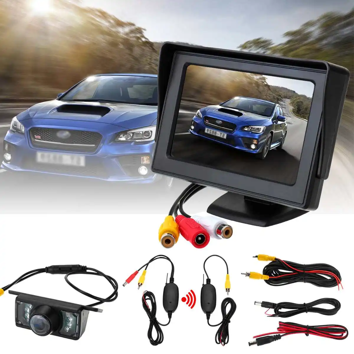 

KROAK Wireless 4.3" TFT LCD Monitor Wireless Car Rear View Kit IR 7 LED Night Vision Reversing Camera 135 Parking Asisitance