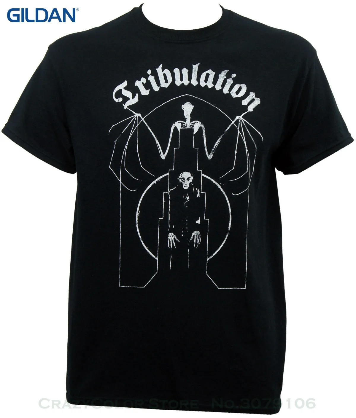 Мужская футболка с принтом 100% хлопок Аутентичные Tribulation Band Bat Skeleton Nosferatu смерть