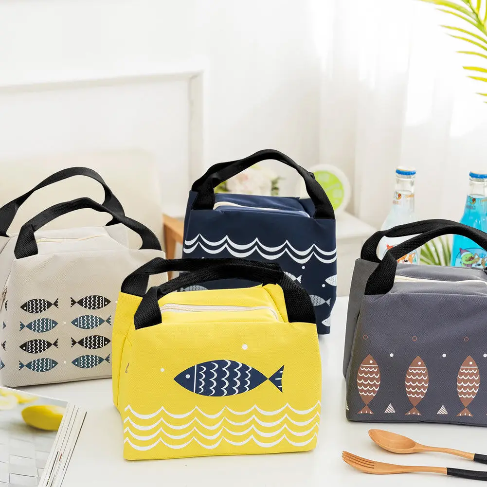 الكرتون الأسماك المحمولة معزول الحرارية برودة بينتو علب الاغذية حمل نزهة حقيبة التخزين الحقيبة المدرسة ونتشبوكس حقيبة