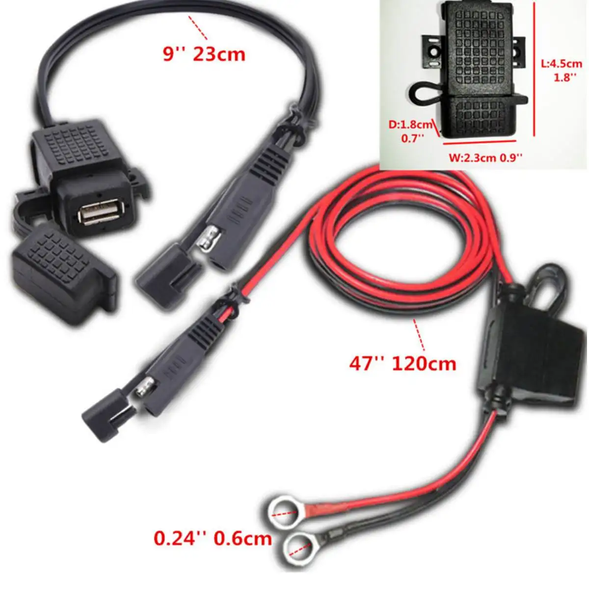 Мотоцикл 5V 2.1A водонепроницаемый USB зарядное устройство комплект SAE к адаптер +