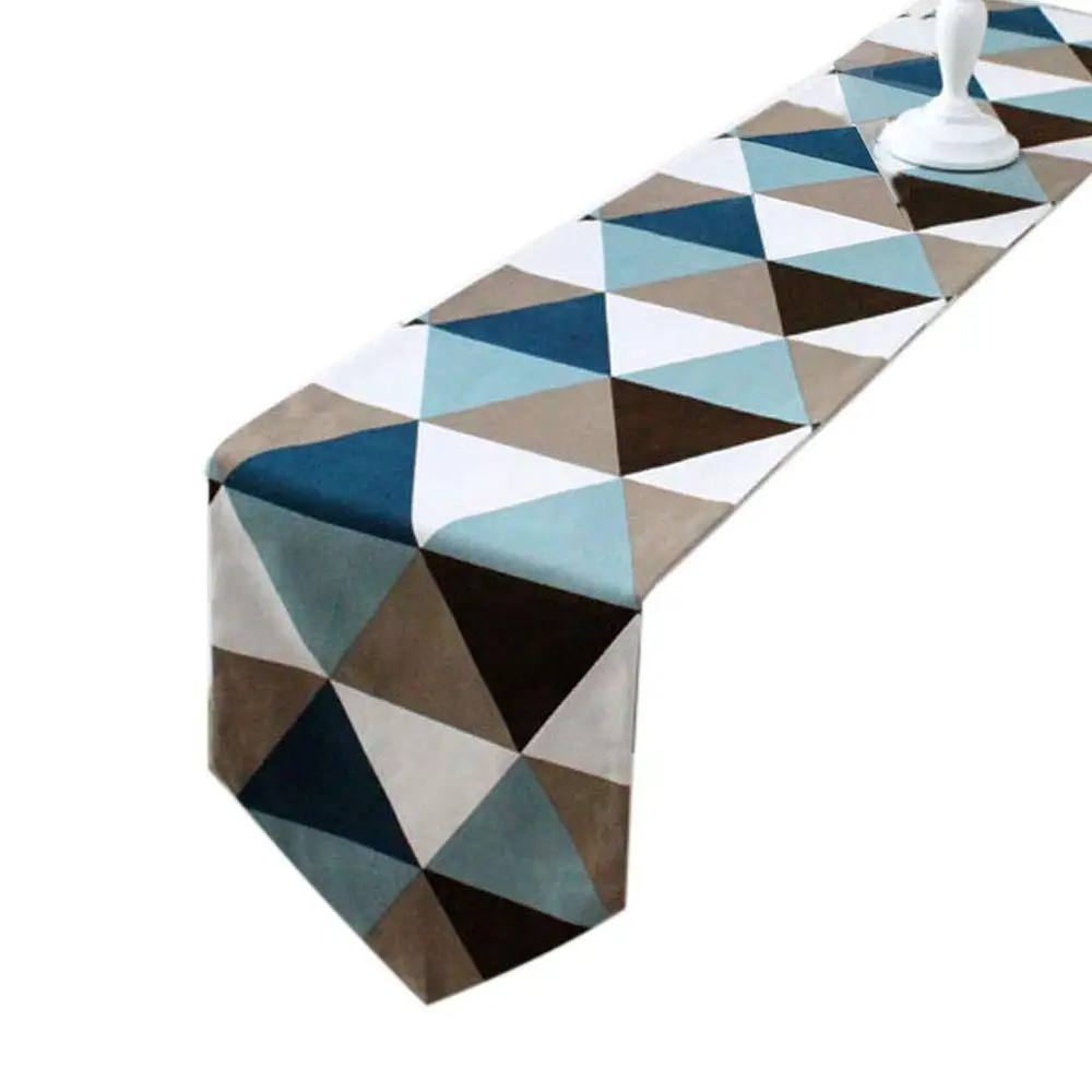 Modern Geometric Pattern Table Runner Polyester Fabric Table Top
