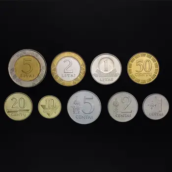 

L-1] Lithuania Set 9 PCS Coins, Knight , UNC, Uncirculated, Collectibles, Special Gift, Real Original Genuine coins, 1 2 5 litas