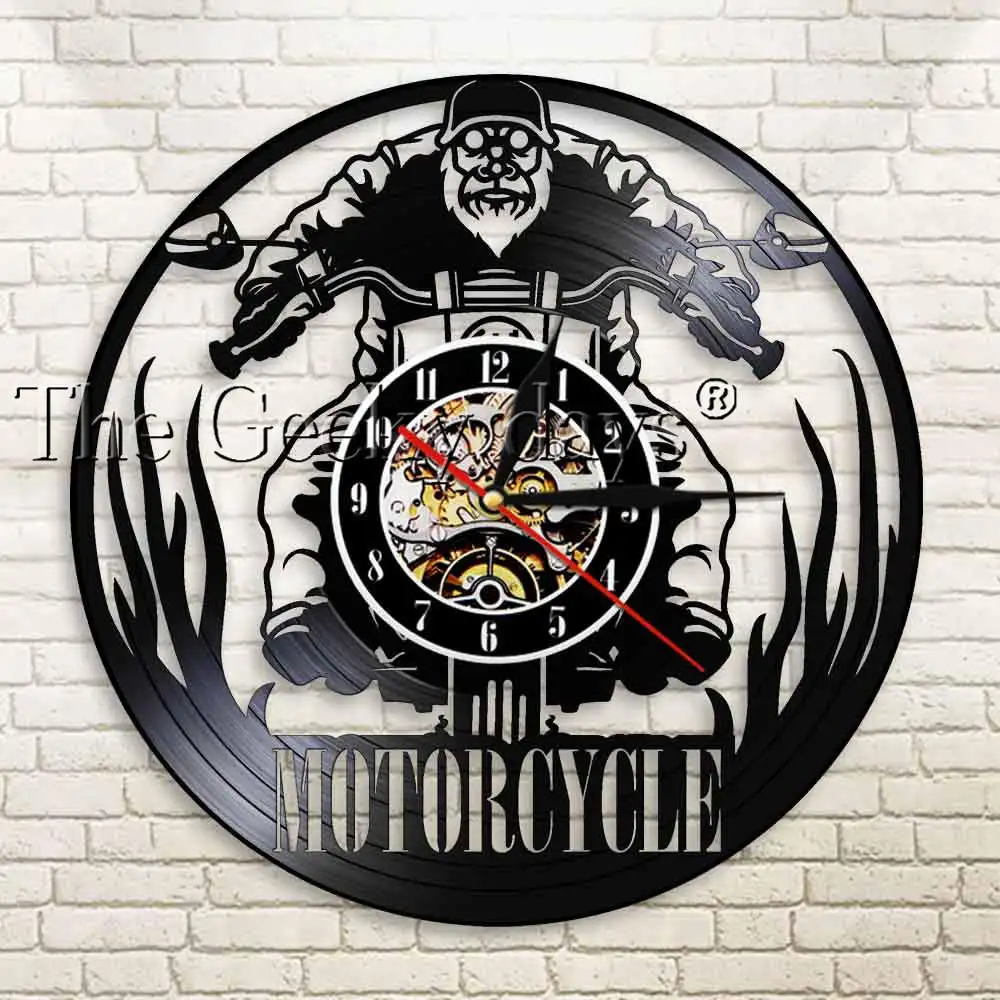 Motorcycle Riding Racing Wall Clock Motorcycle Time Touring Vinyl