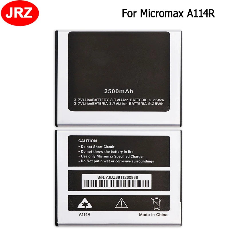 JRZ Для Micromax A114R аккумулятор для телефона 2500 мАч 3 7 в высококачественные | Аккумуляторы для мобильных телефонов -32966590129
