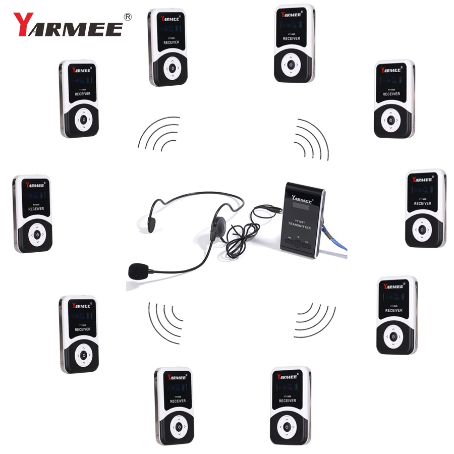 Wireless Tour Guide System 1 Transmitter+10 Receiver+Mic for Guiding Simultaneous Translation Interpretation | Электроника