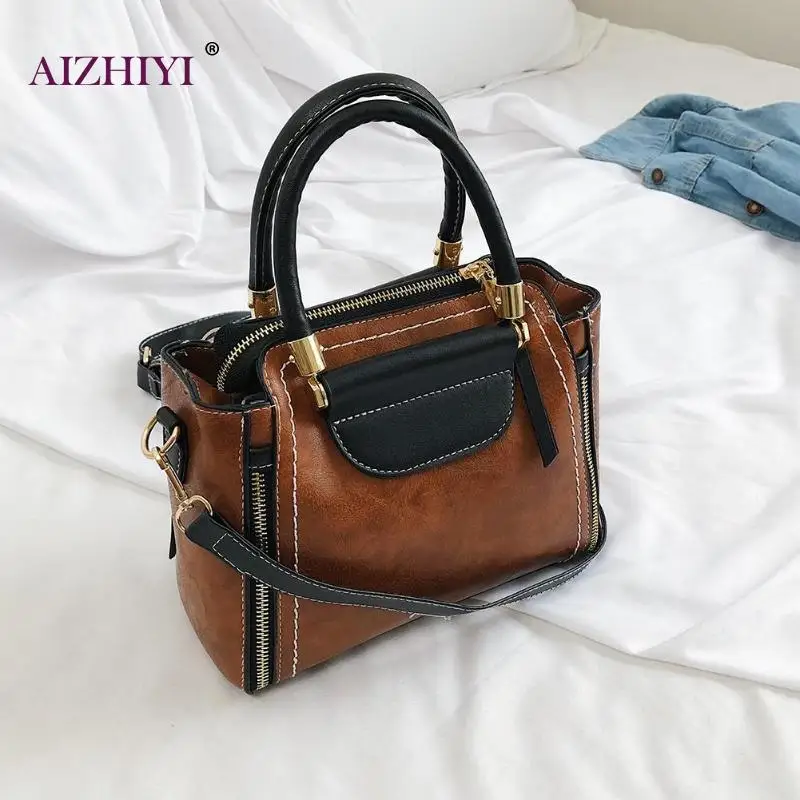 الإناث خمر عارضة الكتف Crossbody حقائب النساء ريترو جلدية رسول أعلى-حقائب بيد 2019 جديد Bolso موهير
