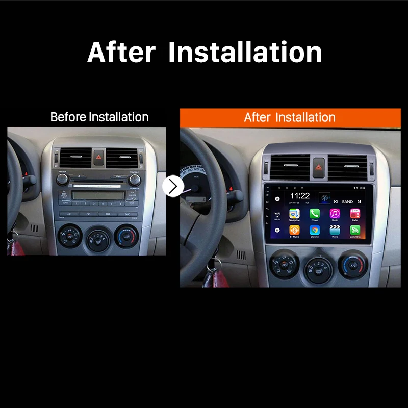 Android 8,1 2 Din coche Radio Wifi Bluetooth 4-Core reproductor Multimedia navegación Gps para Toyota Corolla 2008 a 2009 2010, 2011, 2012,