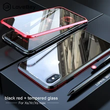 Lovebay Магнитная адсорбции Металл чехол для iPhone XS Max XR X 8 7 плюс роскошный магнит закаленное стекло крышка Fundas чехол