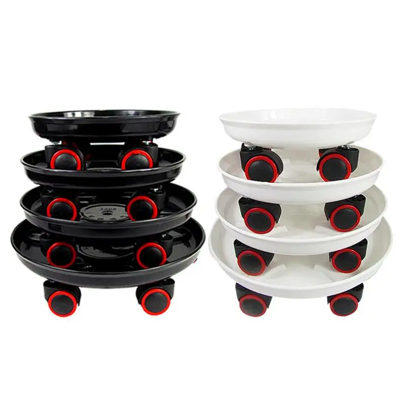 

Plant Caddy Thickened Resin Plastic Round Rolling Potted Plant Stand With Universal Wheels Heavy Duty Flower Pot Rack