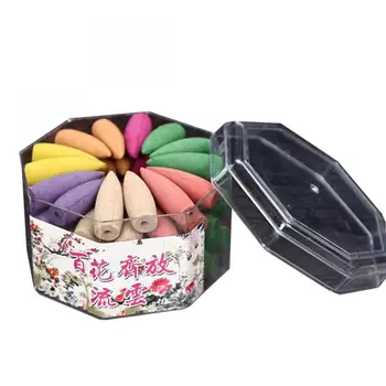 

1 Box Mixed Colored Smoke Backflow Incense Cones Natural Aroma Reflux Tower Incense Bullets Lavender Jasmine Green Tea Rose