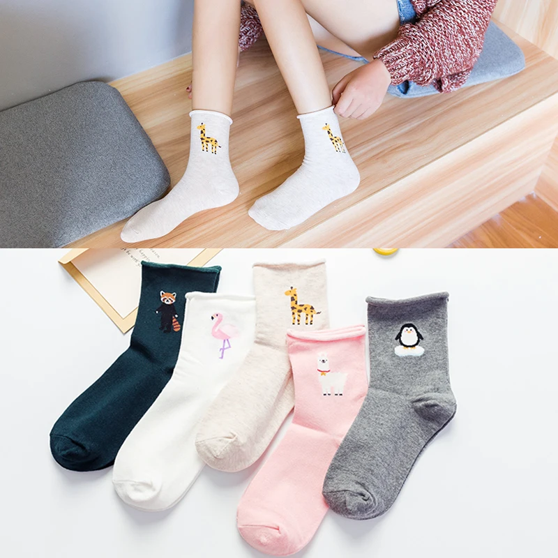 

Hot 1Pair Cotton Woman Soft Giraffe Warm Harajuku Adjustable Tiger Comfortable Student Sheep Elastic Cute Free Size sock