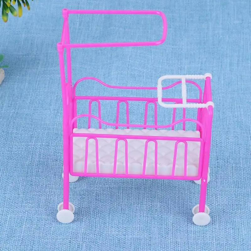 

Cot Bed with Bed Net Doll Accessories Cute Bed Girls Doll house Furniture Dolls Baby Toy Gift Funny Cute Pink