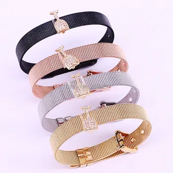 

Fashion 5Pcs Cubic Zirconia Gold Spacer Beads, Micro Pave CZ Crystal Charms Watch Belt Bracelets