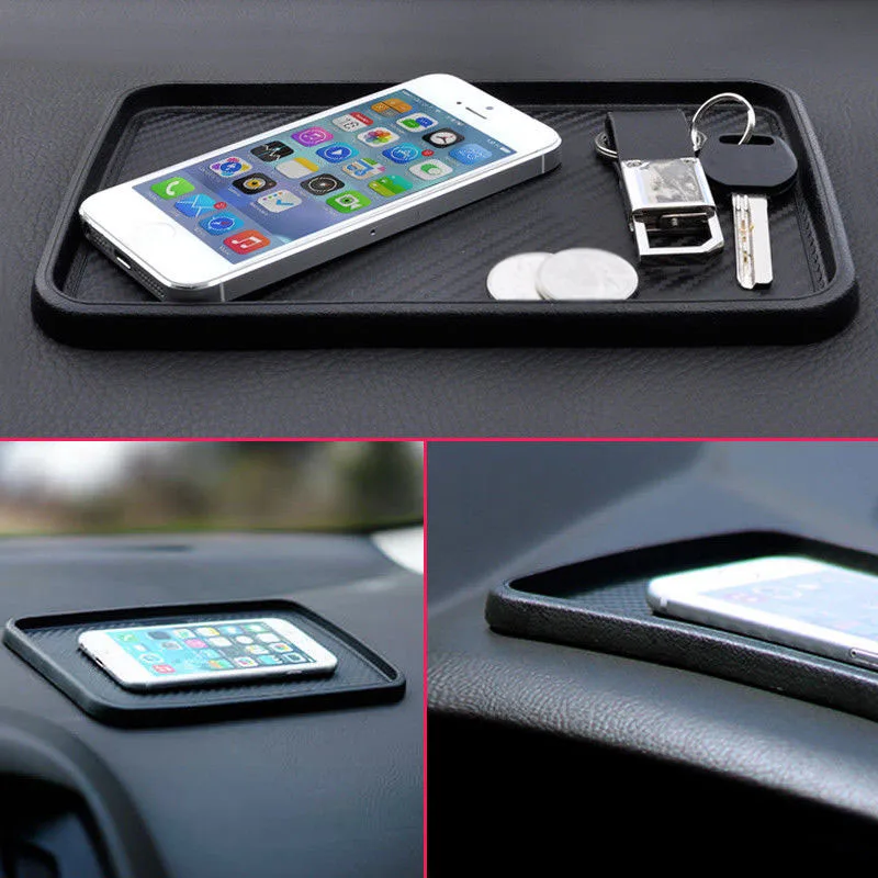 Black Car Front Dashboard Silicone Non-Slip Storage Catcher Pad Mat 200x128mm auto Interior Front Mat Organizer 200x128mm ► Photo 2/6