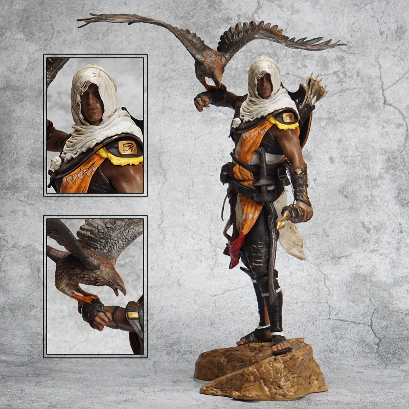 

2019 New Movie Figurine assassinator Stabber Creed Origines Bayek Protecteur With His Eagle Action Figure Model Toy Gift 28cm
