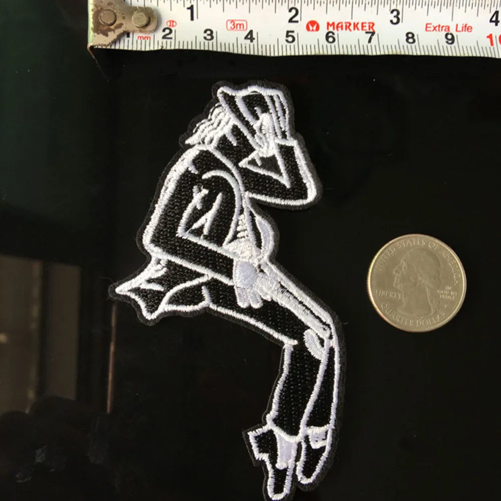 Black Dancing Man Michael Jackson Patches Rock Punk Iron On Embroidered Clothes Appliques For Clothing Stickers Garment Badges Accessories cb5feb1b7314637725a2e7: N-BT1407