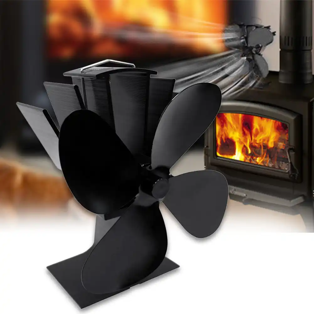 Chimney Smoke Free Without Electricity 4 Blades Blower Wood Stoves