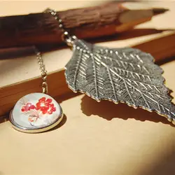 Древний серебряный Листья Закладка милый ягодный шар кулон металлическая Книга знаки для девочек Подарки корейский канцелярские