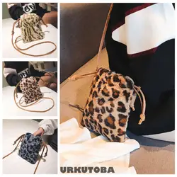 Модная леопардовая плечевая сумка с принтом женская плюшевая сумка-мессенджер маленькая сумка через плечо Красивая Повседневная